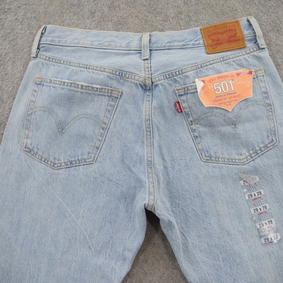 Levis Jeans Womens 29 501 Blue Crop Light Wash Mid Rise Split Hem New - Picture 3 of 12